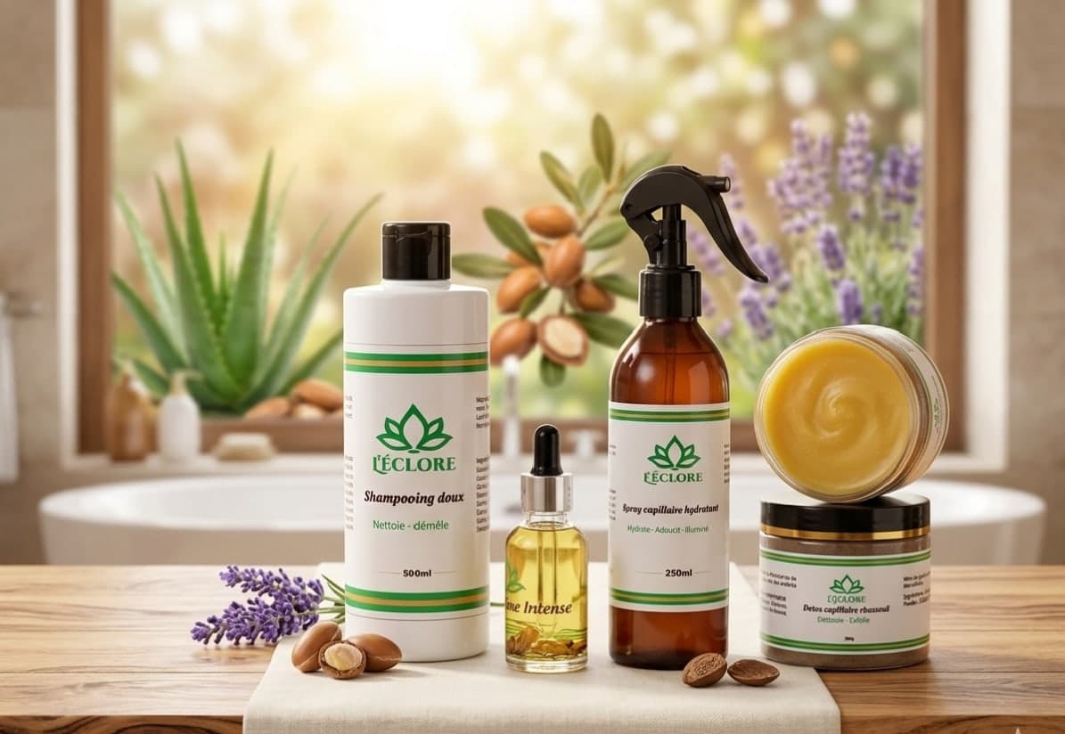 Routine locks L'éclore entourée de lavande et d'amandes, près d'une baignoire